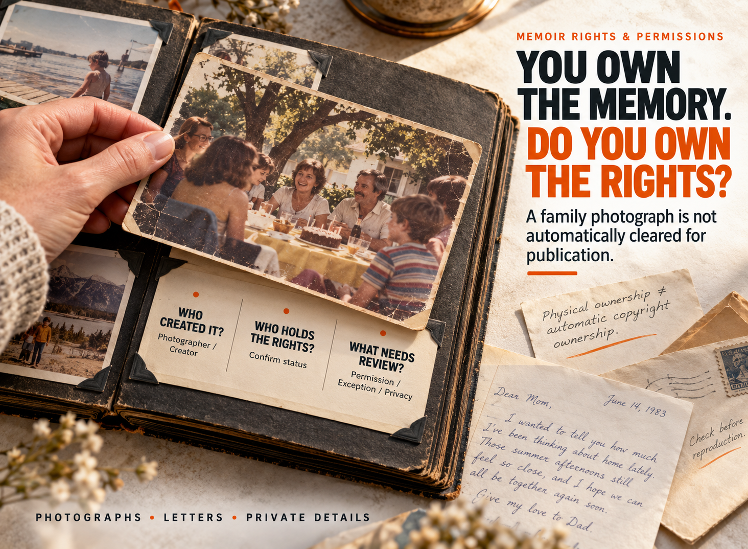 Memoir rights and permissions: you own the memory, but do you own the rights? Check who created a family photograph or letter, who holds the rights and what needs review