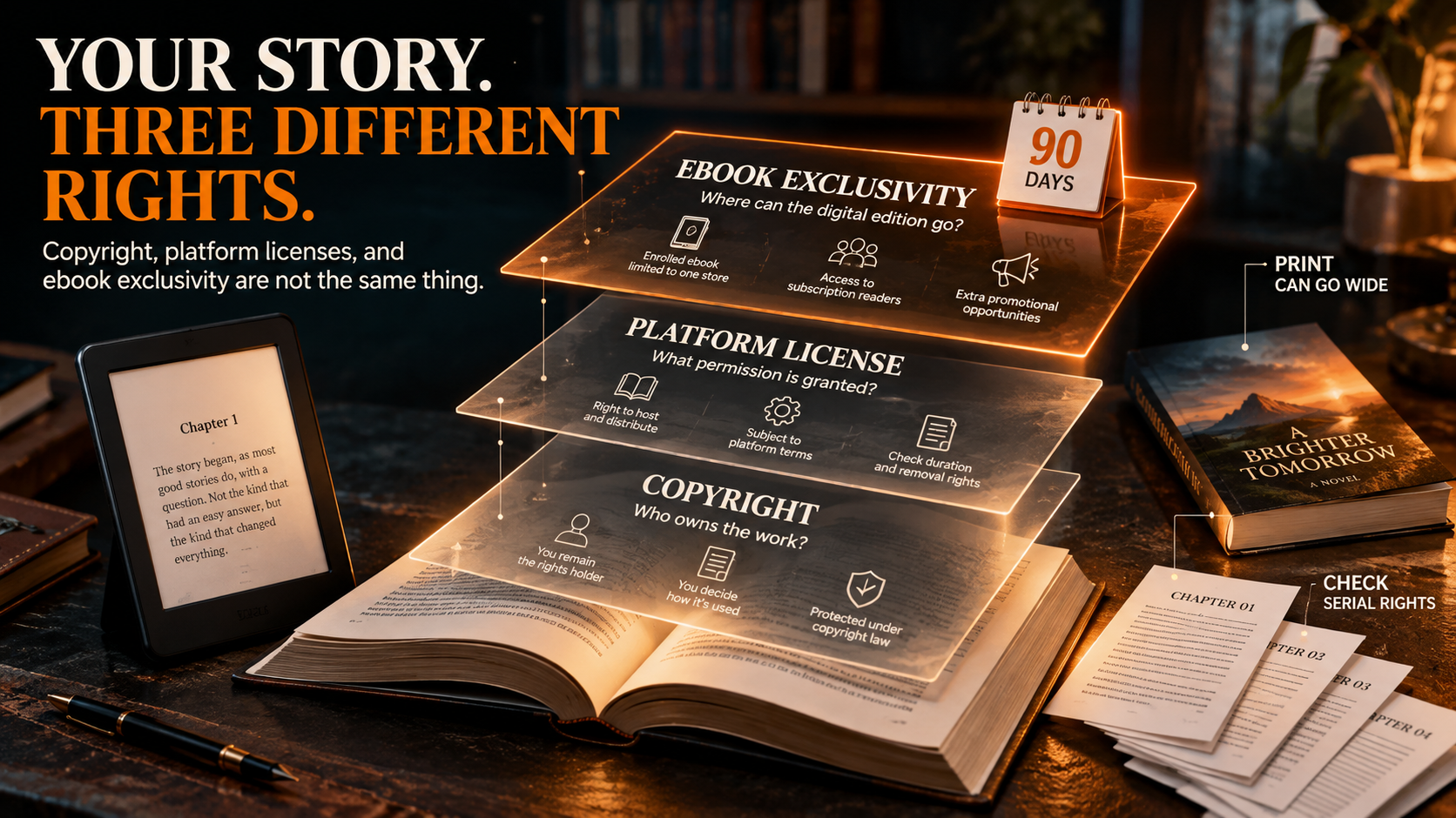 Your story, three different rights: copyright ownership, platform licenses and ebook exclusivity are separate questions when publishing a novel online